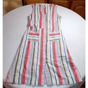 Old Navy Womens Midi Dress XS Tall Stripes Linen Blend Sleeveless Coastal Preppy
